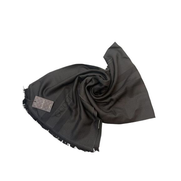 Gucci Unisex Cree Wool Warp Scarf muffler 544628 Dark brown - Picture 1 of 8